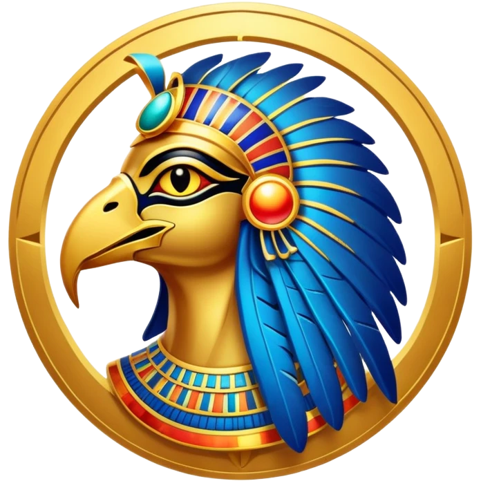 Egyptian sun god Ra with falcon head and sun disk emoji