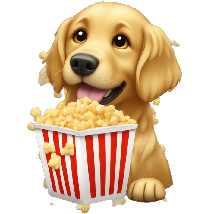 golden retriever eating popcorn emoji