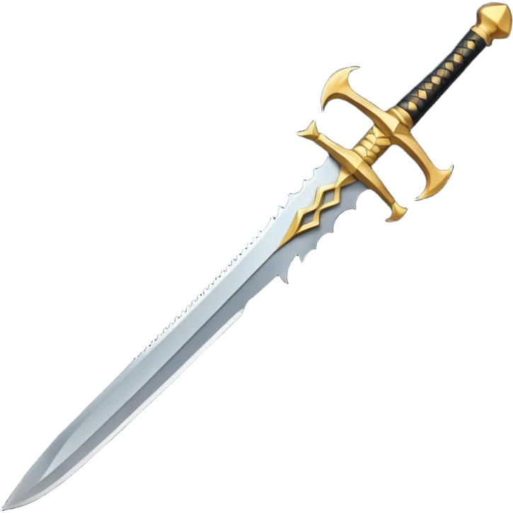 stylized Zulfiqar sword emoji with split blade and elegant hilt, modern emoji style, easily readable at small sizes, no text emoji