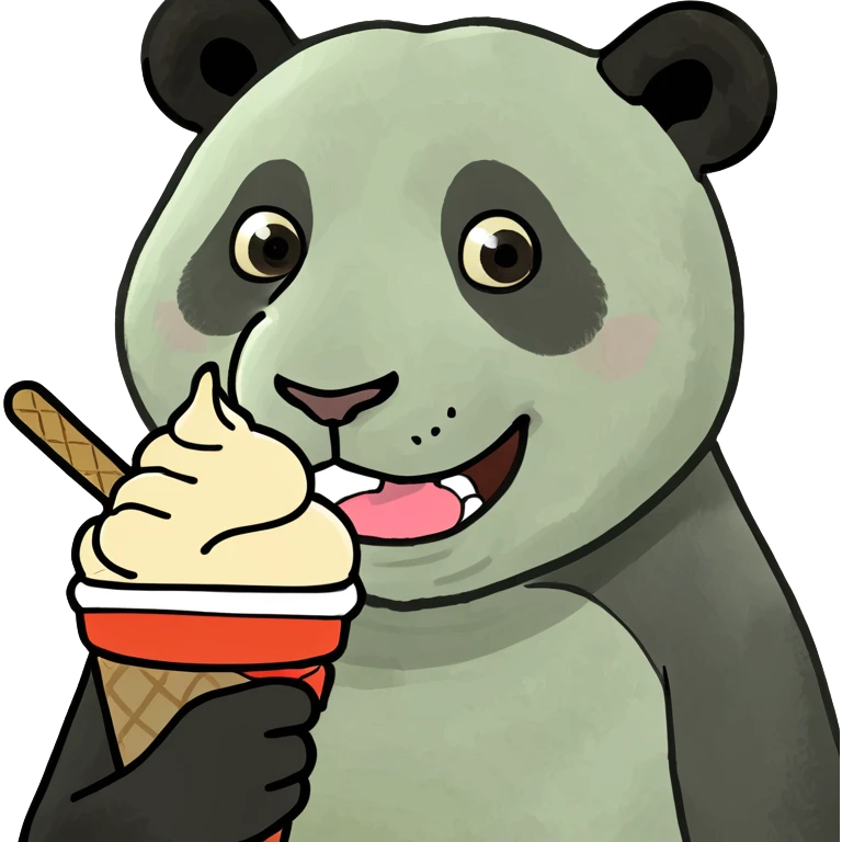 Panda eating ice cream emoji