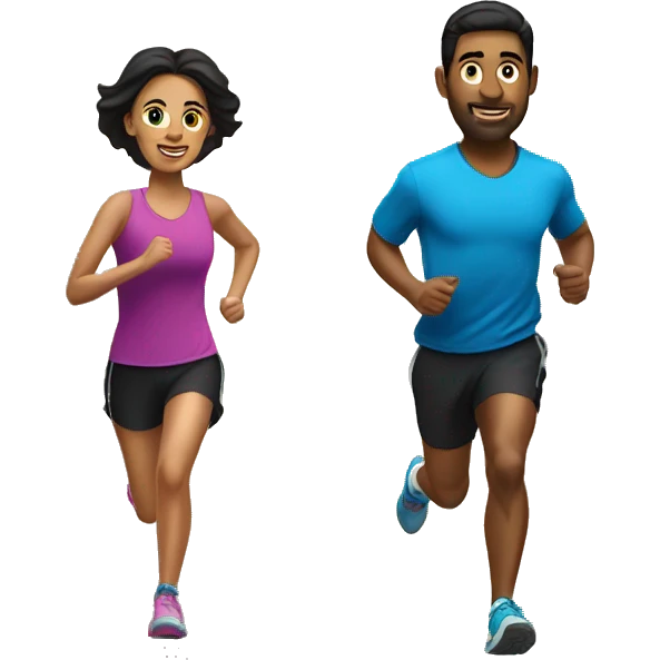 white hispanic dark hair couple running marathon emoji