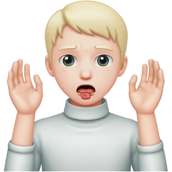 person chocking themselves with hands emoji