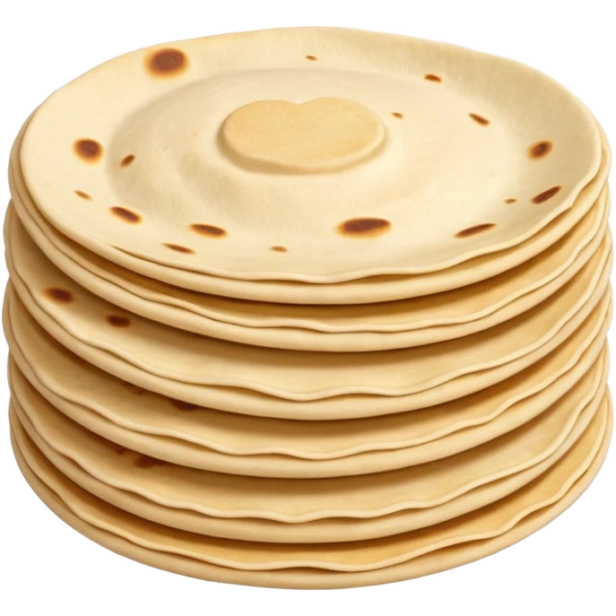 stack of 3 round soft tortillas light golden subtle brown cooking spots gently curled irregular edges smooth flour-dusted surface no plate no garnish soft lighting subtle shadows emoji scale emoji