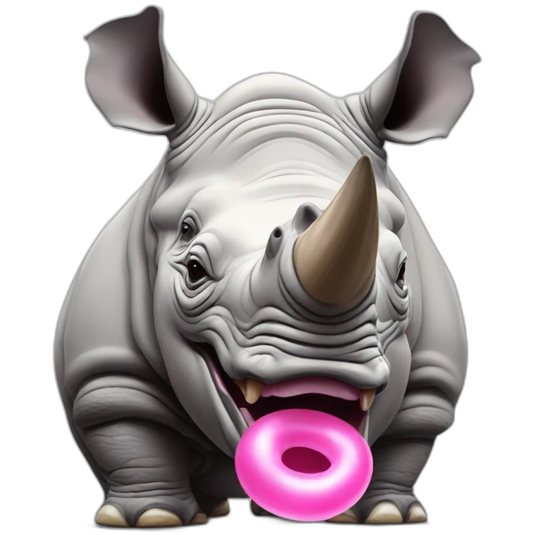 rhino inflates bubble gum emoji