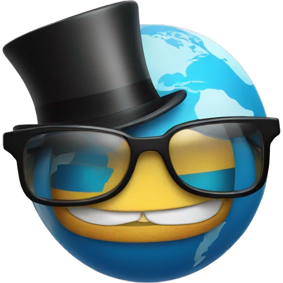 globe with a tophat and stylish glasses emoji