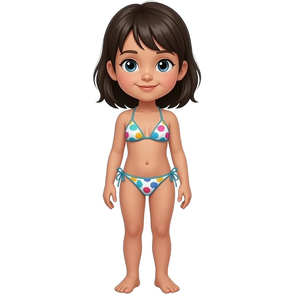 full-bodied standing slim young child wearing Bikini emoji
