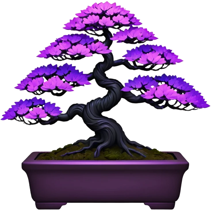  Rustic shiny black-purple fiber optic lights crimson maple cobalt tiny bonsai  emoji