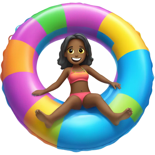 girl floating on innertube emoji