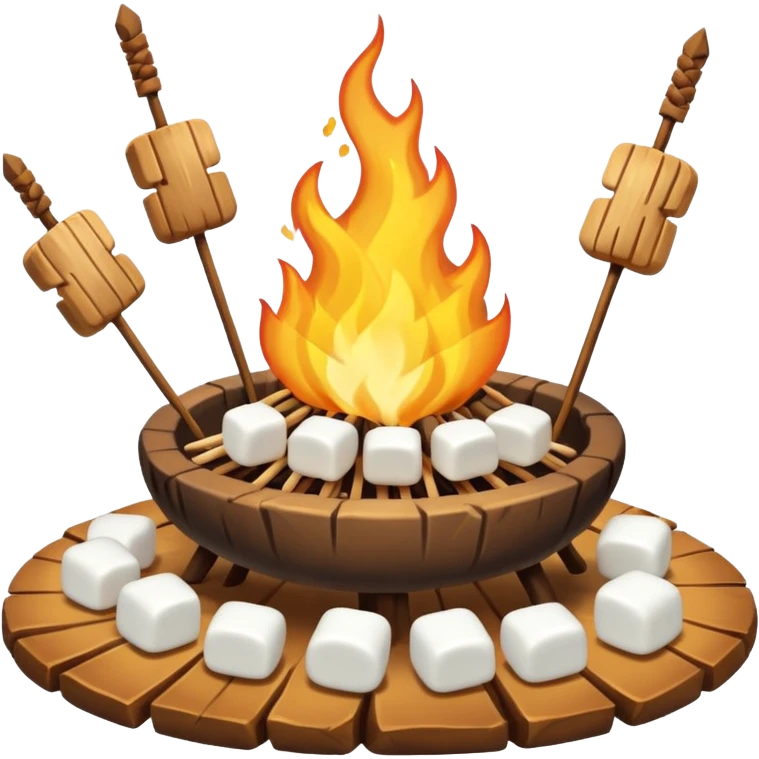 bonfire, with marshmallows on skewers, campfire emoji