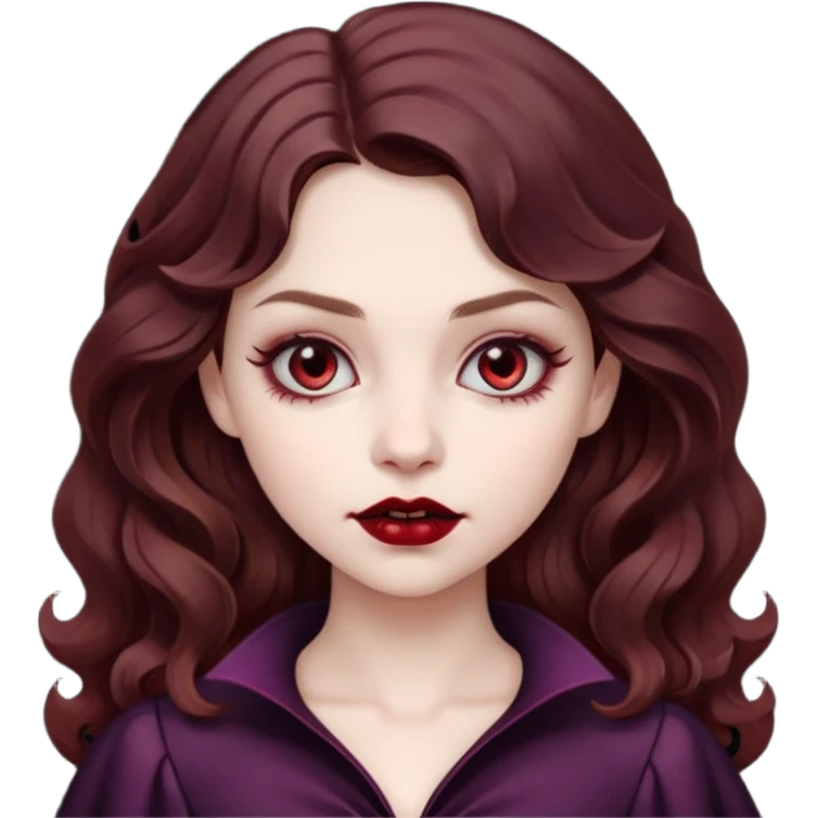 vampire girl with wavy brown hair emoji