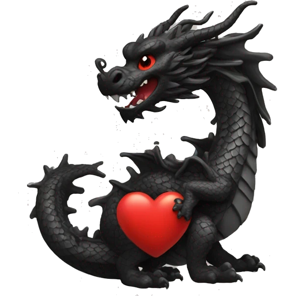 Black Chinese dragon with a heart emoji