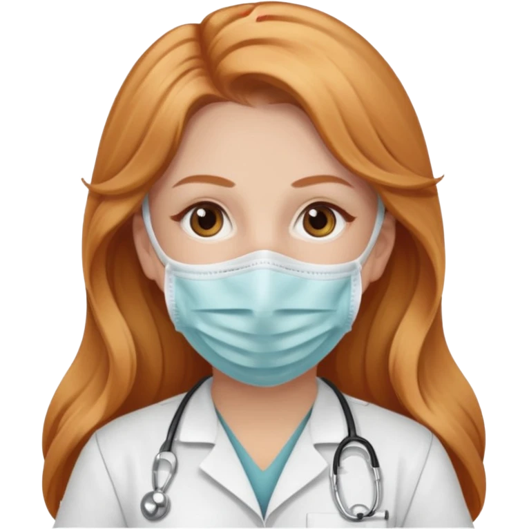 nurse with long strawberry blonde hair with brown eyes emoji
