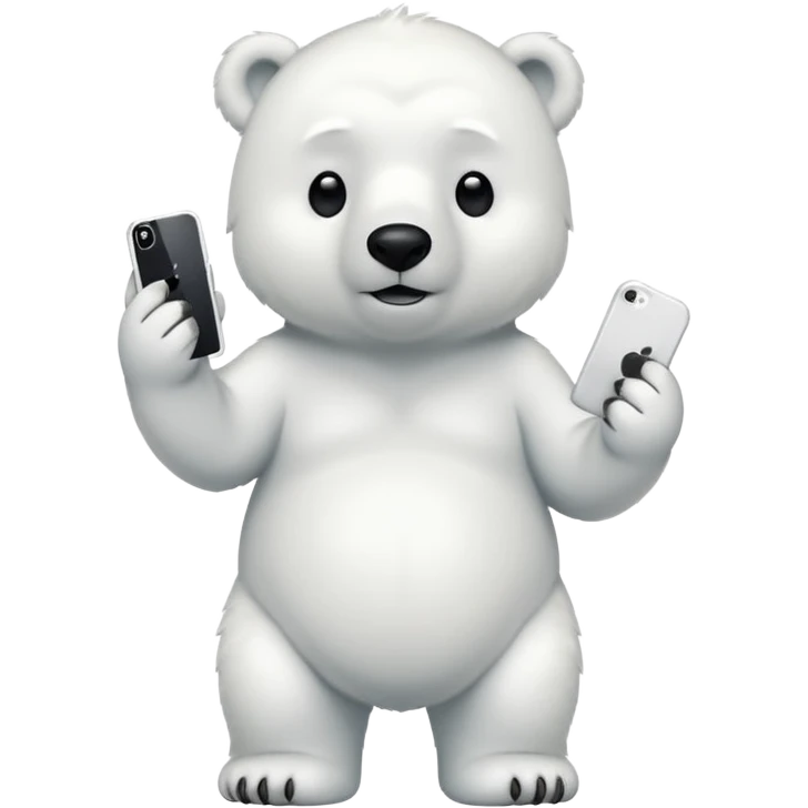 Polar Bear standing body with iphone in hand  emoji