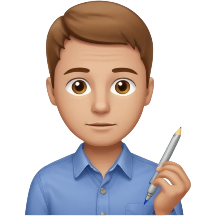 man with lgiht brown hair doing back, round cheeks at work lighter skin, hazel eyes emoji