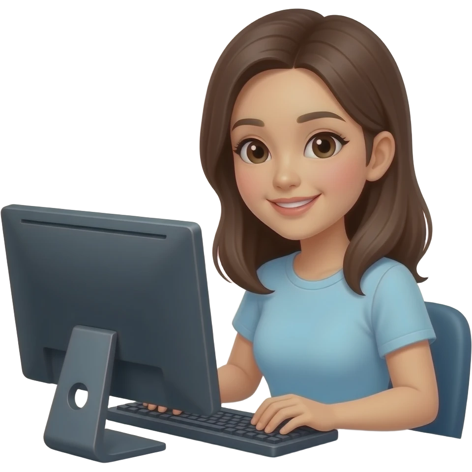 pretty asian woman using computer apple style emoji emoji