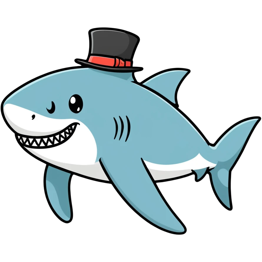 Shark with a top hat emoji