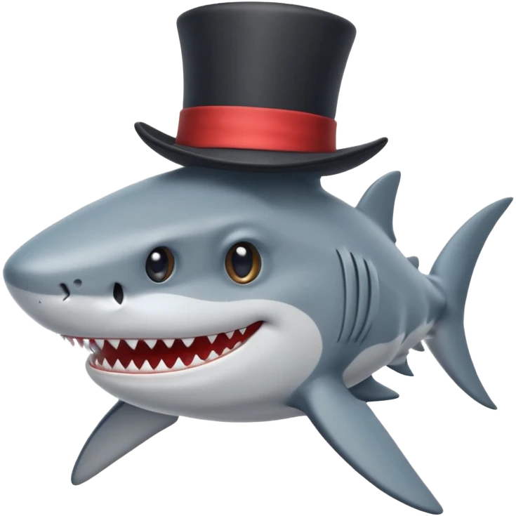 Shark with a top hat emoji