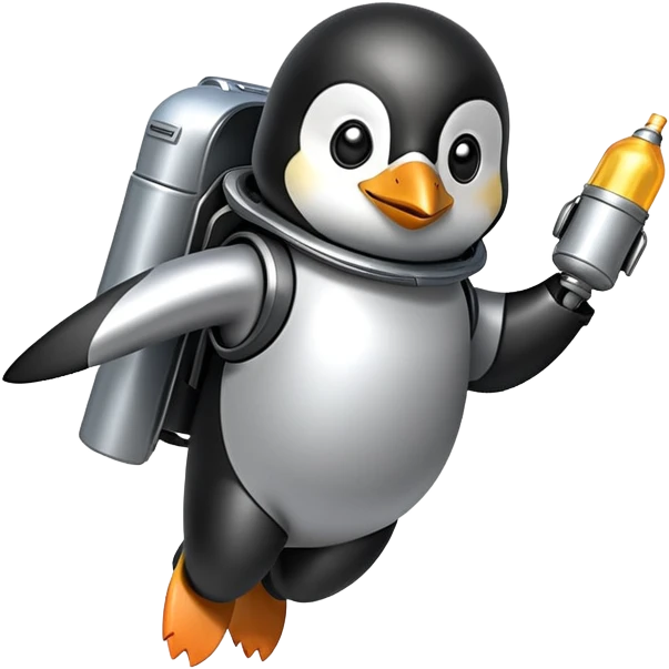 penguin with a jetpack emoji