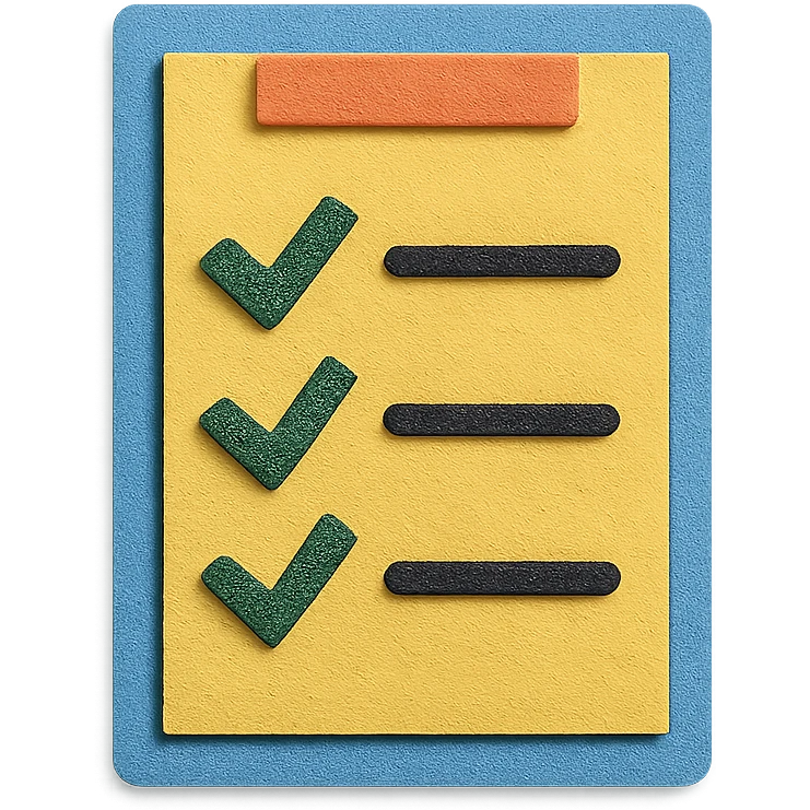 paper craft style checklist with cut-out effect emoji
