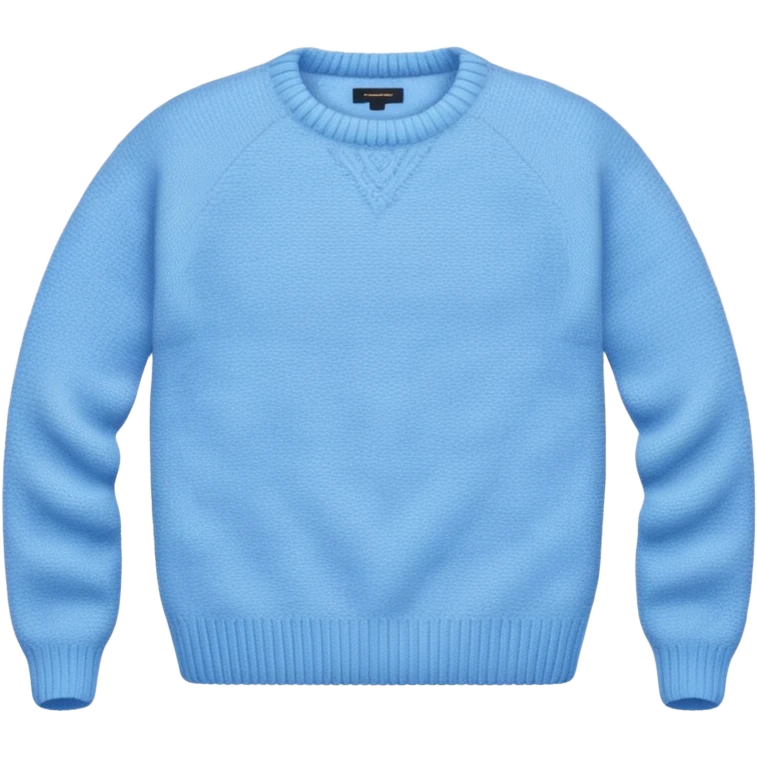 sky-blue knitted wool sweater, round neck. emoji
