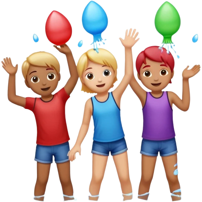 children playing with water balloons emoji