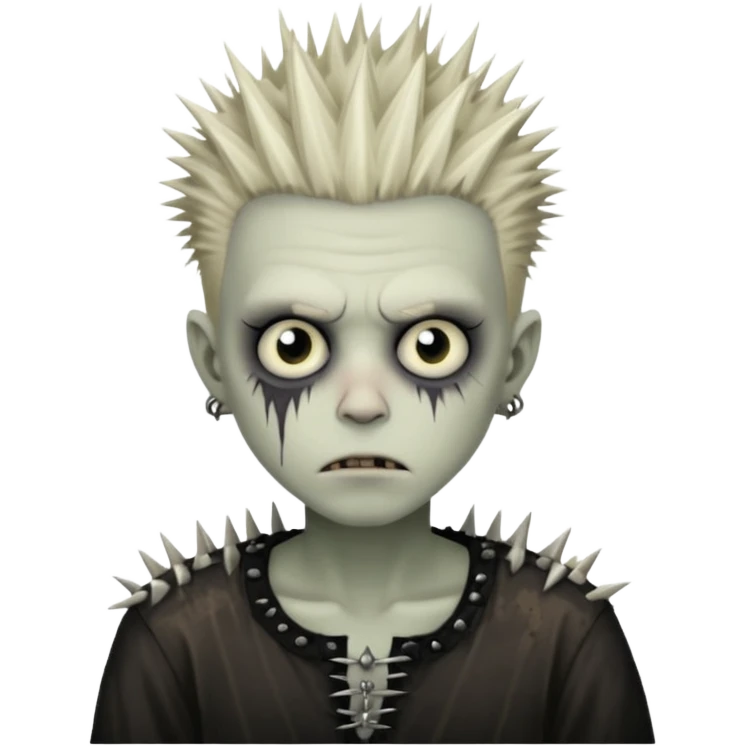 White zombie boy, spiky hair, anarchic blouse, relaxed eyes  emoji