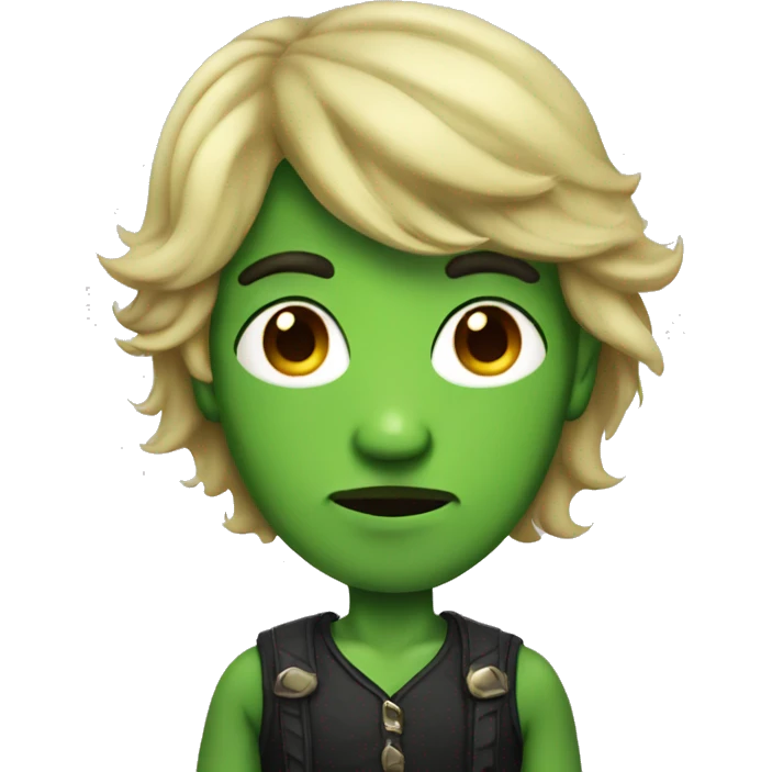 boy green skin with moustache and long hair emoji