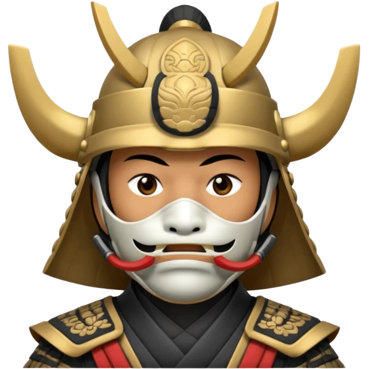 Samurai with helmet and a detailed mask covering their mouth emoji
