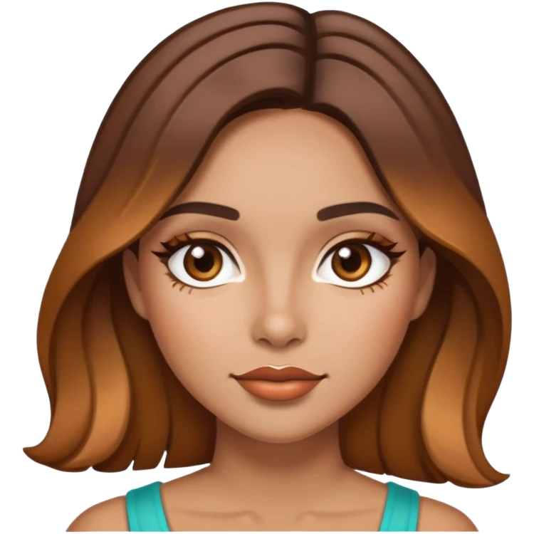 woman, latina with caramel highlights and soft makeup  emoji