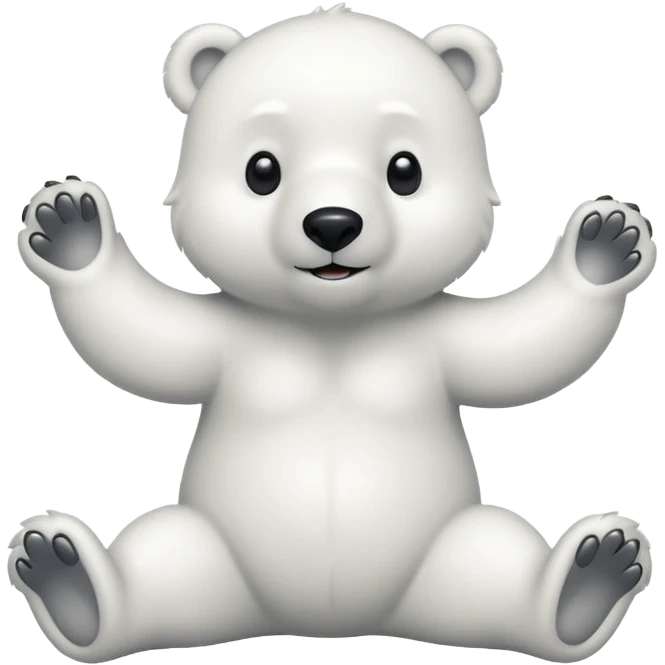 full body polar bear playful pose, simple, white fur, cute face emoji