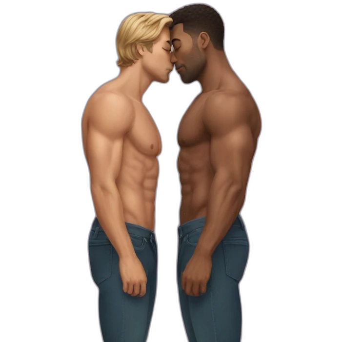 fit men kissing emoji
