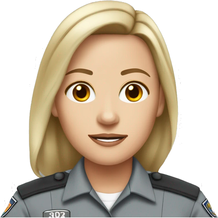 White Female correctional officer wearing grey Indiana department of corrections uniform  emoji