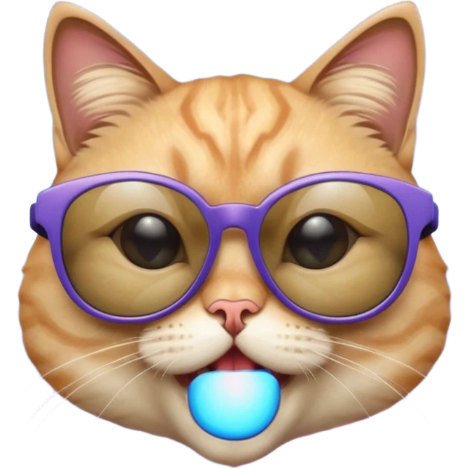 Silly looking cat with sunglasses with a galaxy tint on them emoji