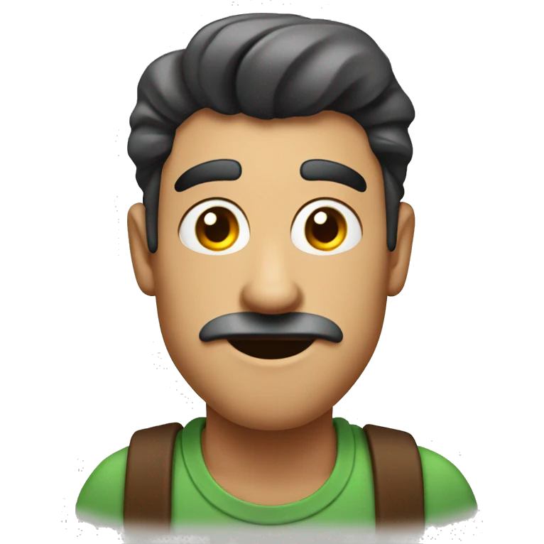 goofy looking guy with thick eyebrows holding coffee emoji