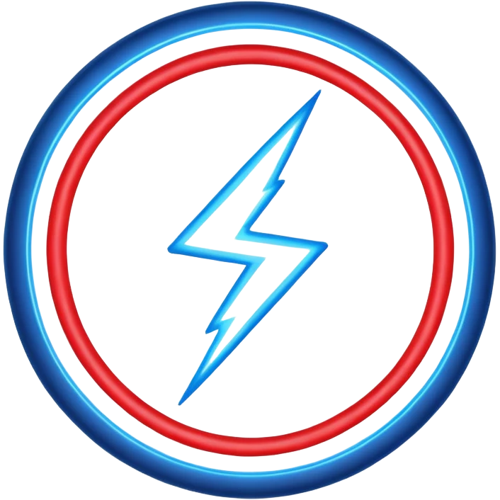 Red and blue lightening in a circle shape with effects emoji