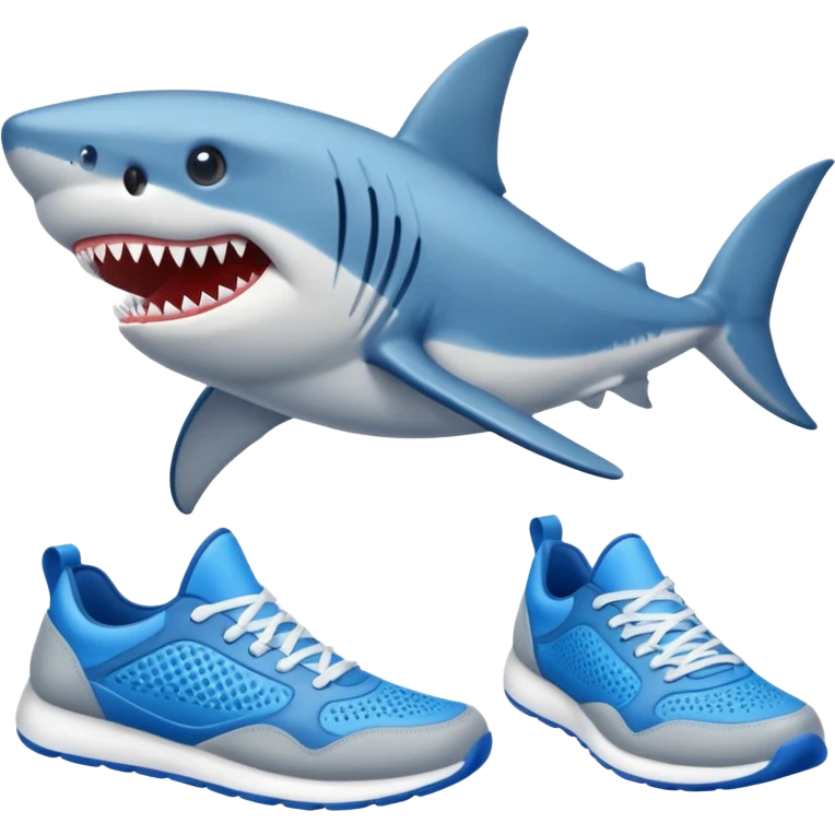 Tiburón con 3 zapatillas azules  emoji