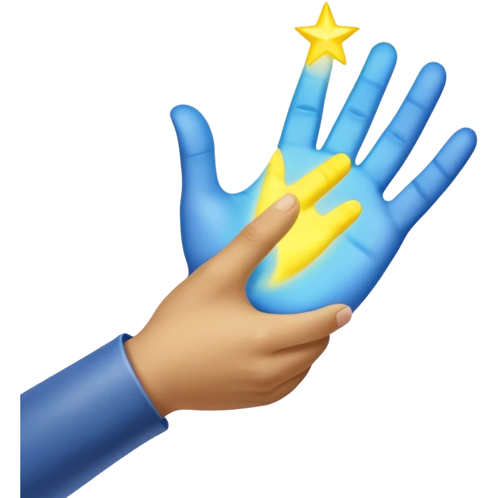 a normal hand being held by 2 hands, a glowing blue hand and a glowing yellow hand souls... hope and comfort from the past and futur emoji
