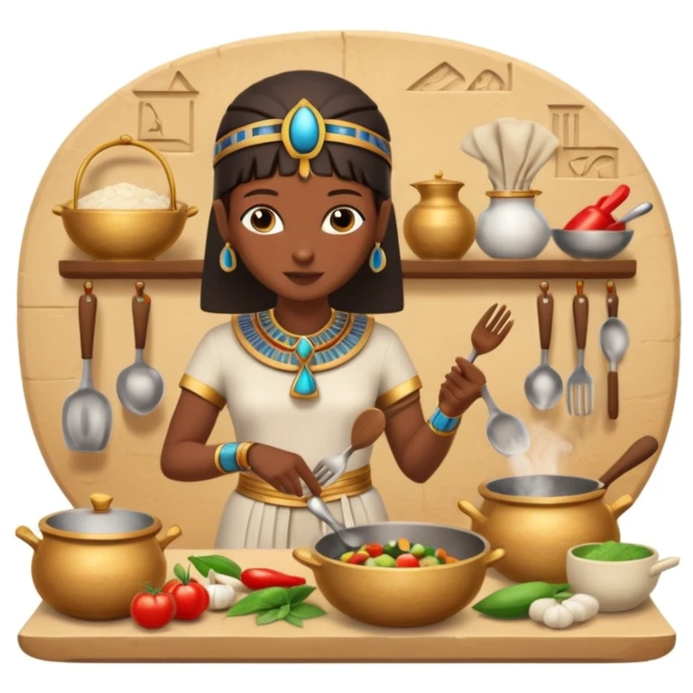 ancient Egyptian cooking scene in hieroglyphic style emoji