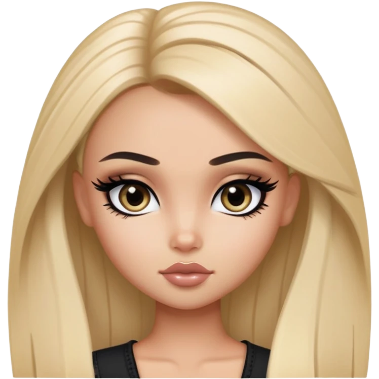 straight hair, pretty eyes, black eyeliner, pretty bratz baddie emoji