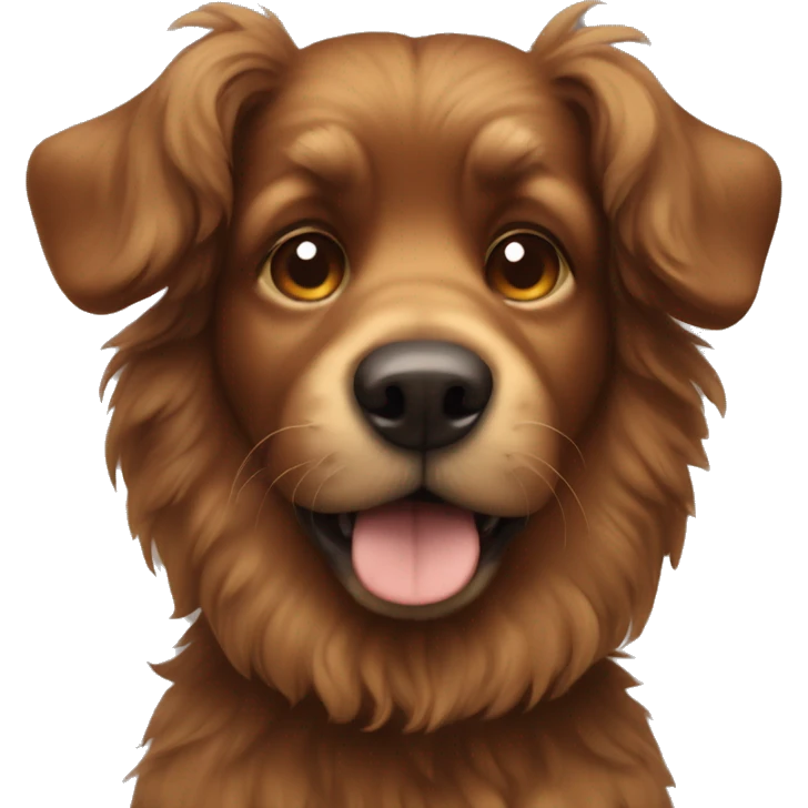 Brown hairy dog with curly tail and big ears emoji