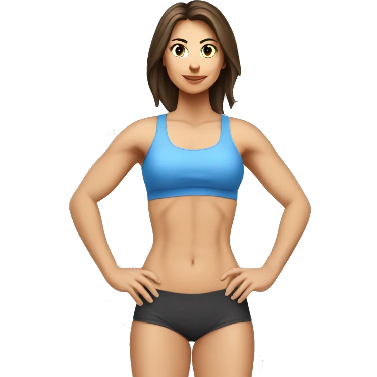 Woman glute muscles, fit Caucasian woman, brunette emoji