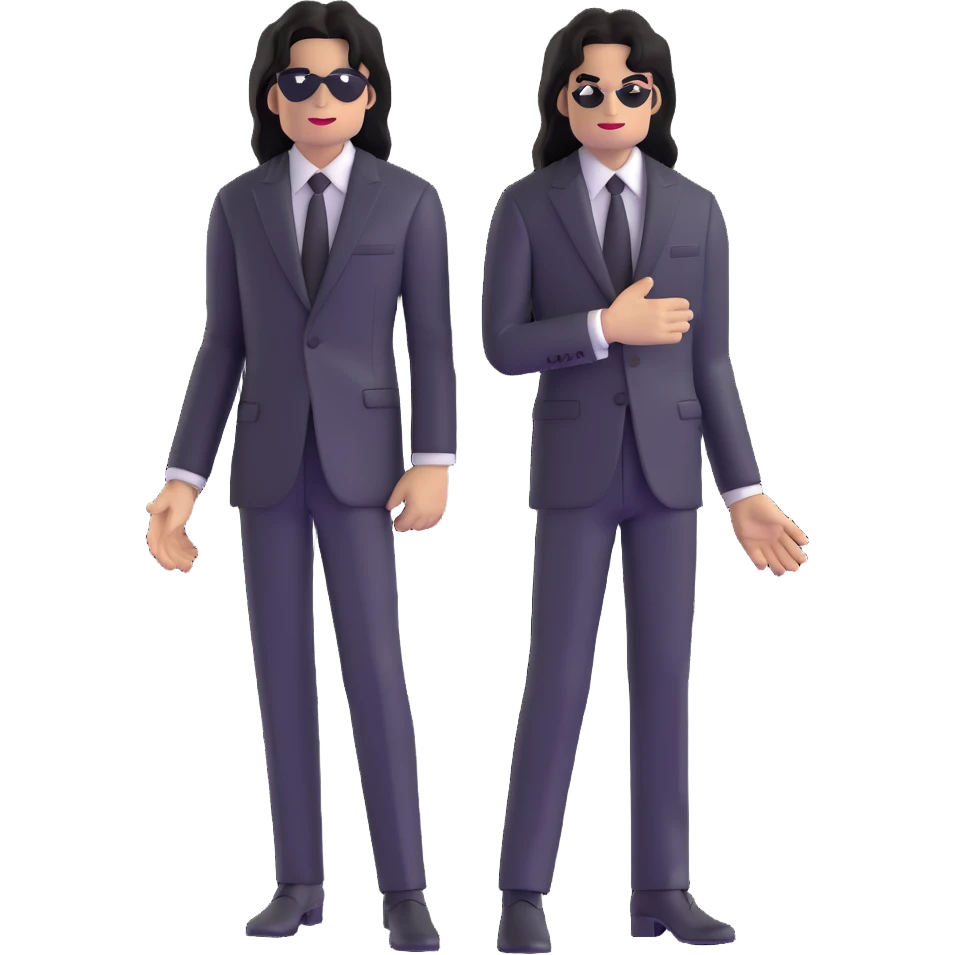 Michael Jackson with long hair in black suit emoji