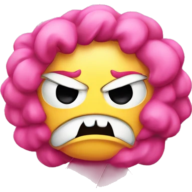 Angry face with pink ribbon emoji