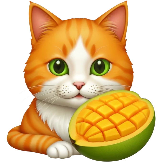 Cat eating mango emoji