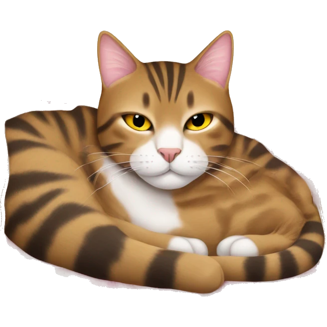 Great tabby cat sleeping on a blanket emoji