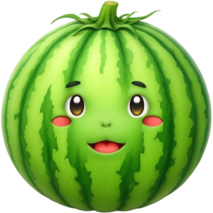 Shy hairy melon emoji