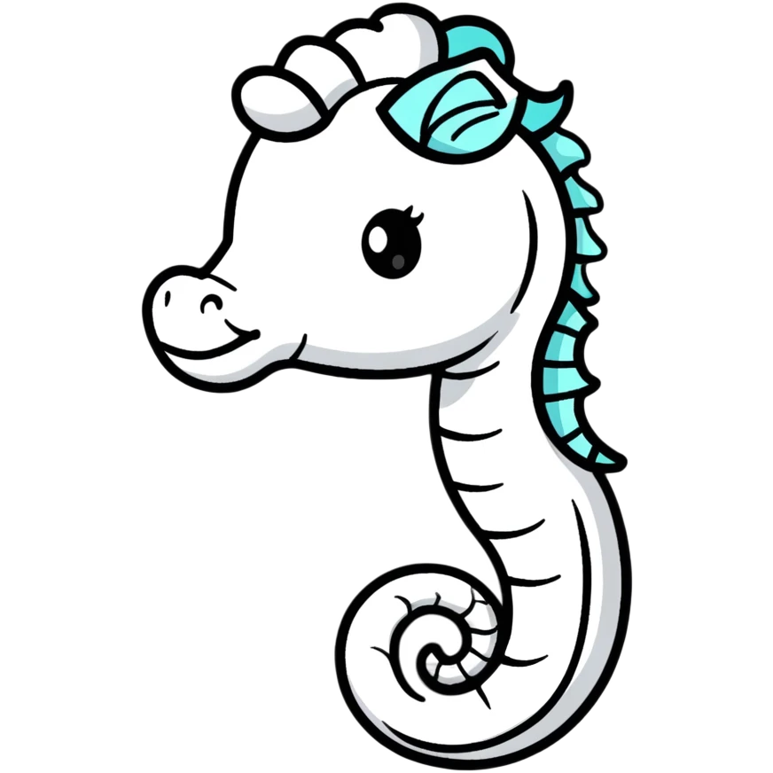A cute white seahorse swimming emoji