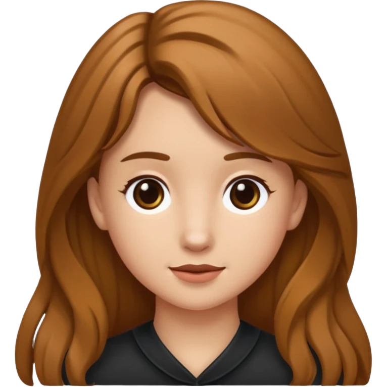 Ein braunhaariges Mädchen mit langen glatten Haaren und sitzend auf einem Braunen Pferd mit schwarzer Mähne  emoji