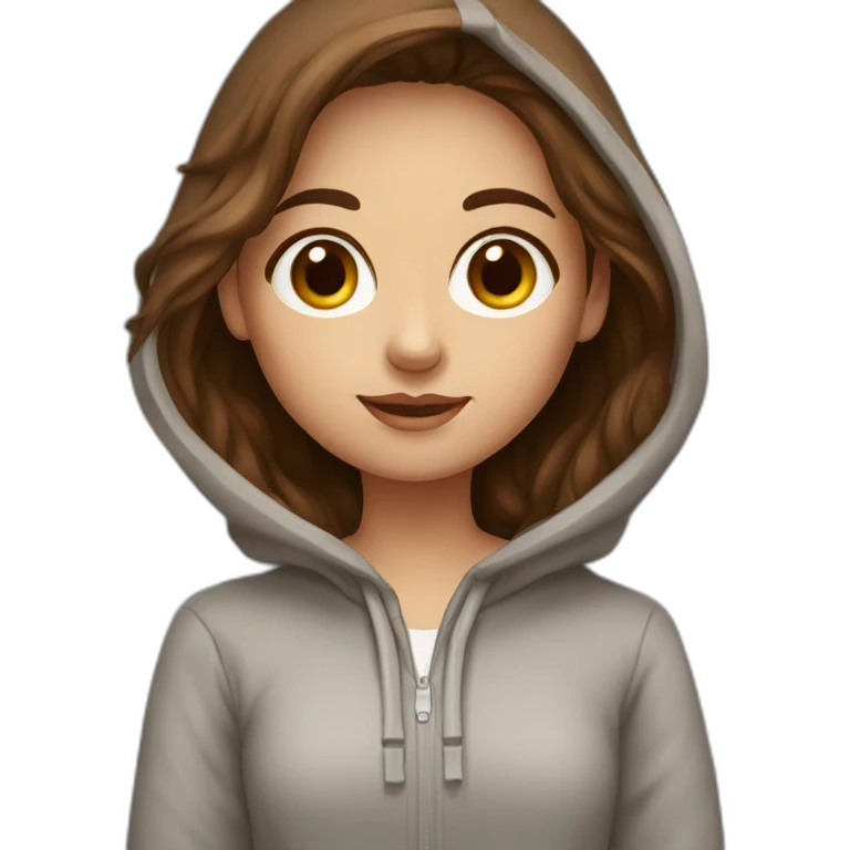Girl with brown hair and alpaga hoodie emoji