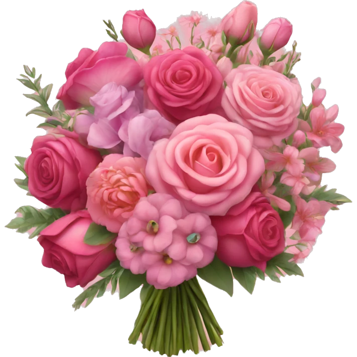 Huge pink flower bouquet with different flowers and pink tones and roses emoji
